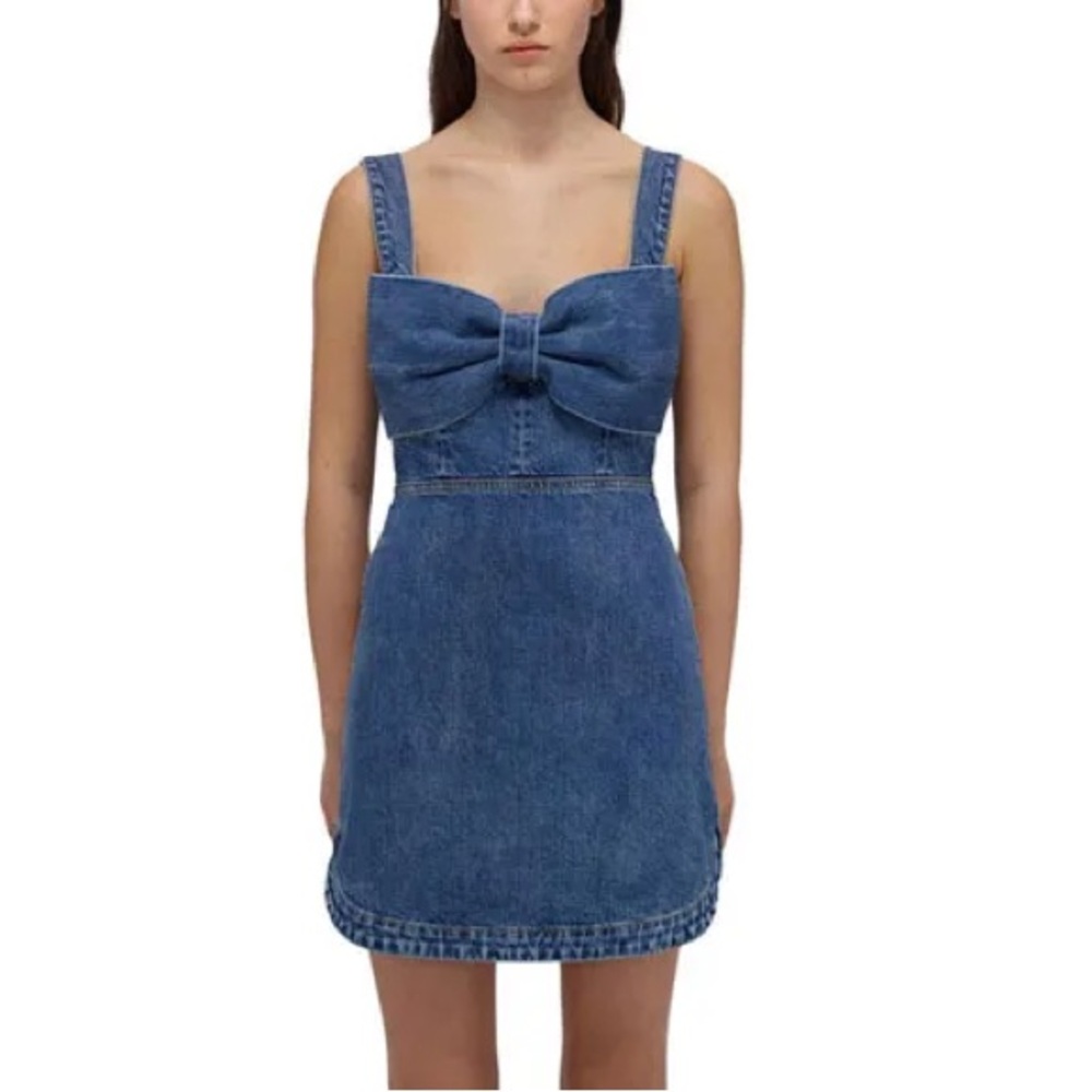 Self-Portrait Navy and Light Blue Denim Dress